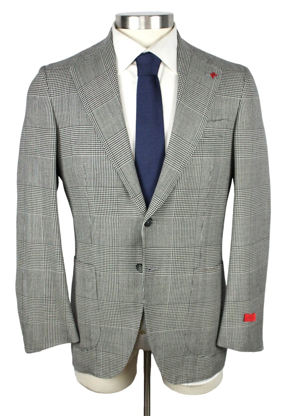 $4500 Isaia Marechiaro Sport Coat 38 R (48 EU) Mens Grey Glen Plaid Wool Blazer